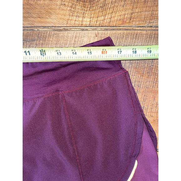 Womens Zyia Maroon Mesh Energy‎ Highrise Reflective Running Shorts Lined Size L - Picture 7 of 7